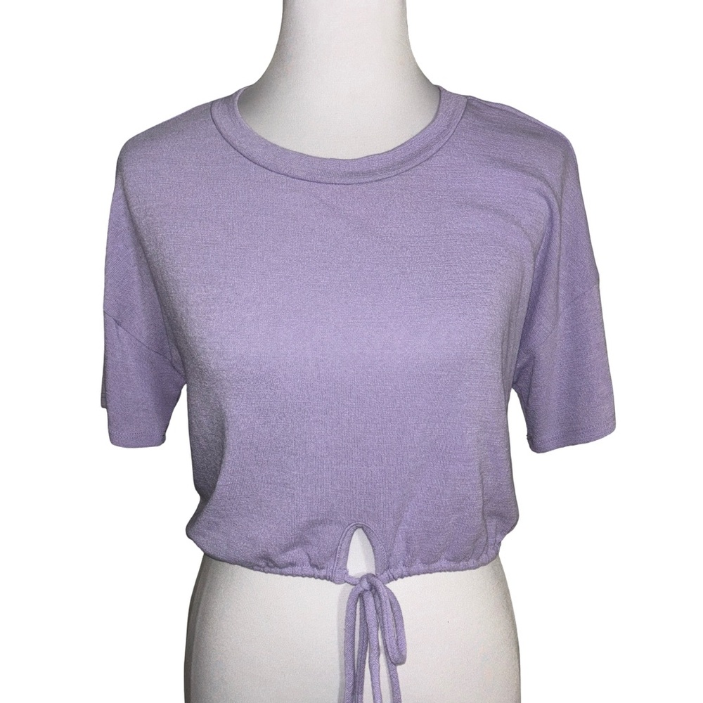 M&M'S Lavender Tie Front Crop Top